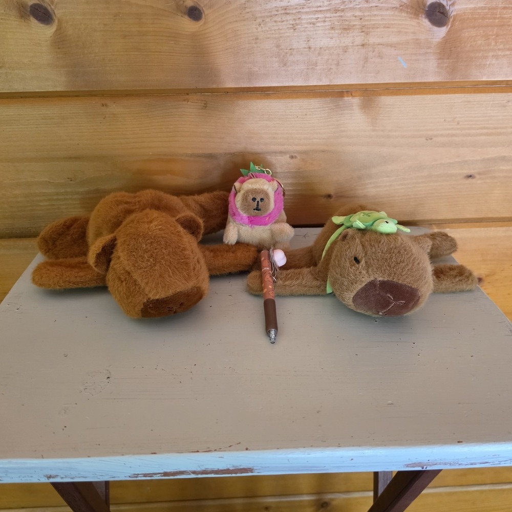 Capybara slap bracelet wrist animal plush keychain pen bundle 6"